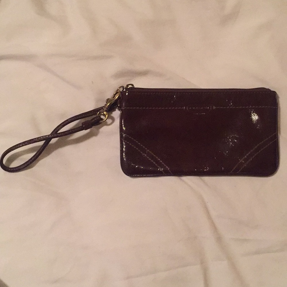 Brown Leather Coach Wristlet